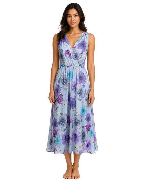 Jessica Howard Dresses & Skirts - Jessica Howard 10P Floral High Low Maxi Dress Pockets Blue Purple Wedding Guest